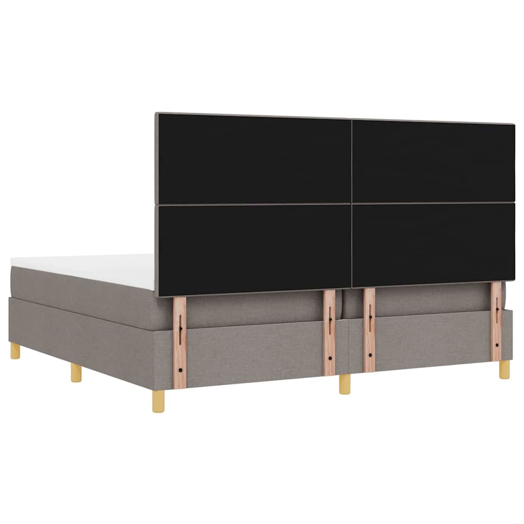 LED Box Spring Bed med hovedgærde Gråbrun 200 x 200 cm Stof
