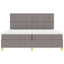LED Box Spring Bed med hovedgærde Gråbrun 200 x 200 cm Stof
