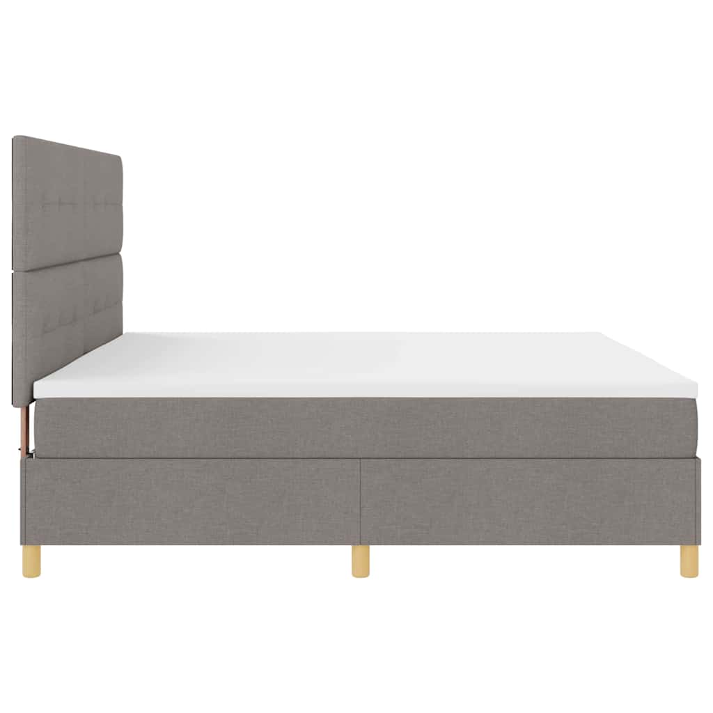 LED Box Spring Bed med hovedgærde Gråbrun 200 x 200 cm Stof