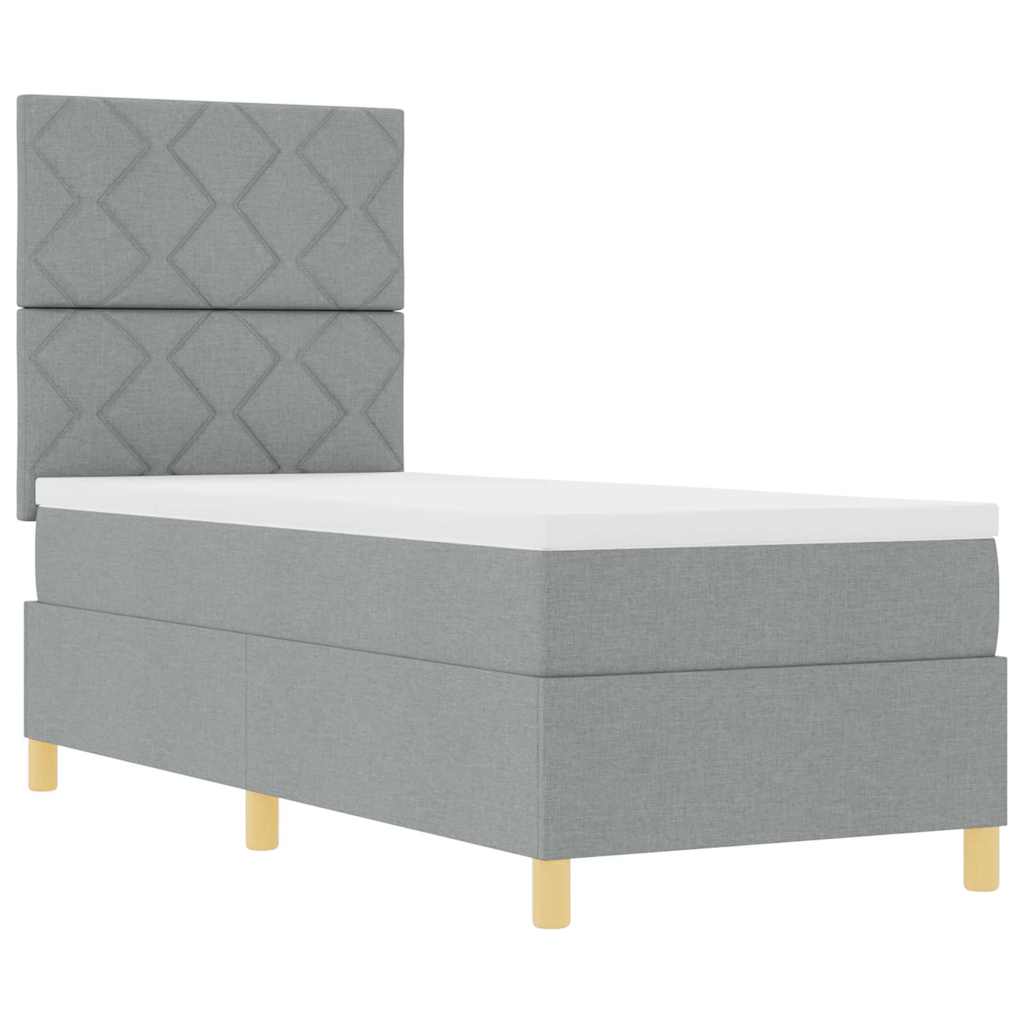 LED Box Spring Bed med hovedgærde Lysegrå 80 x 200 cm Stof