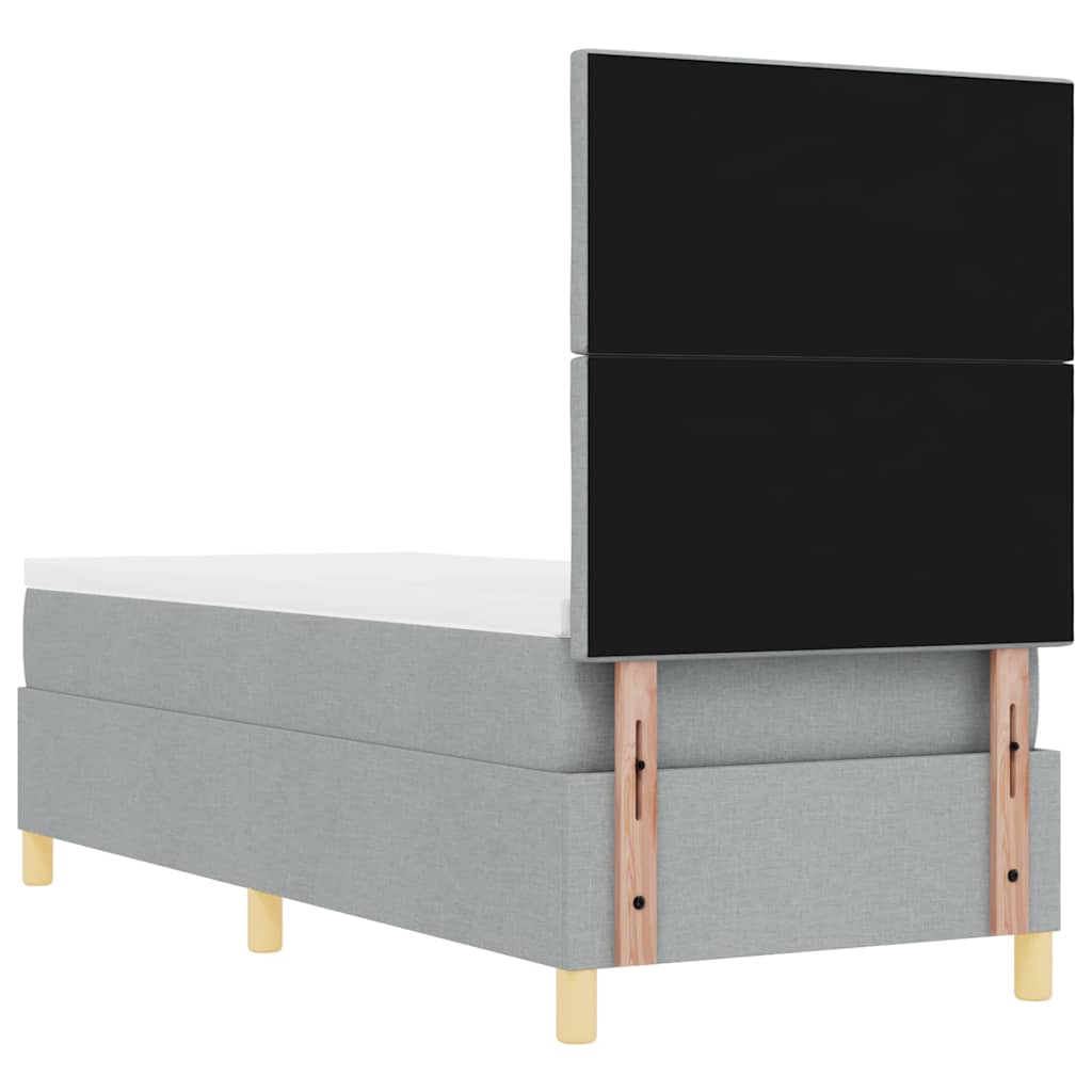 LED Box Spring Bed med hovedgærde Lysegrå 80 x 200 cm Stof