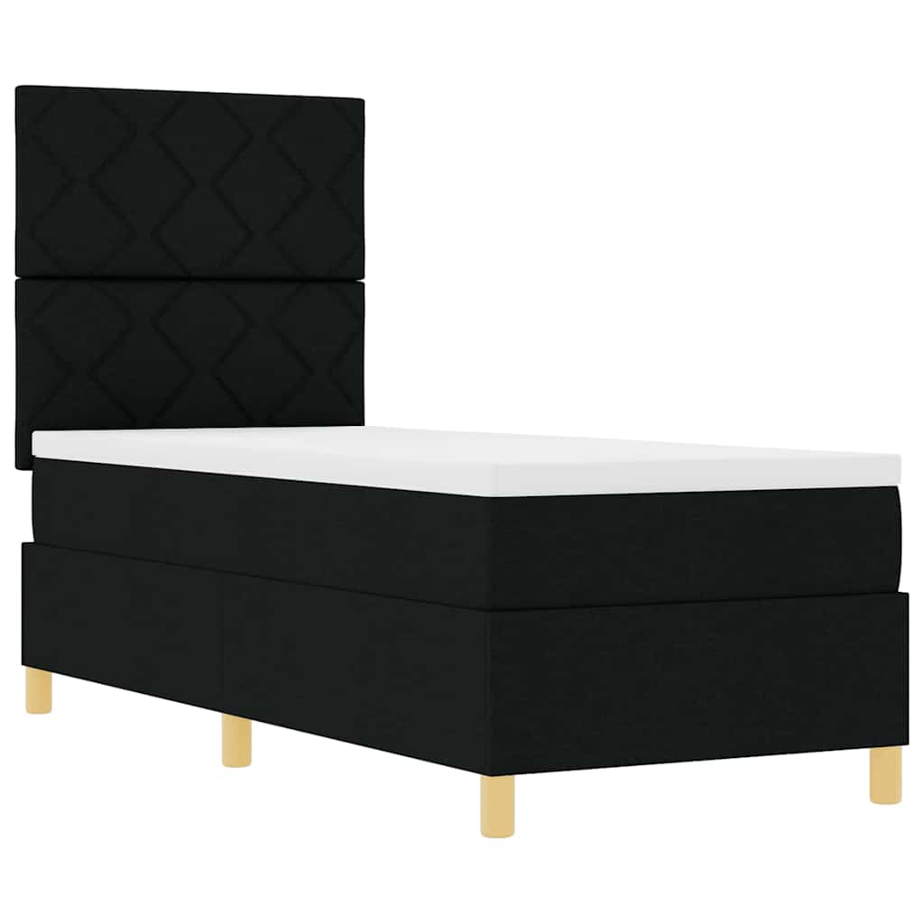 LED Box Spring Bed med hovedgærde Sort 80 x 200 cm Stof