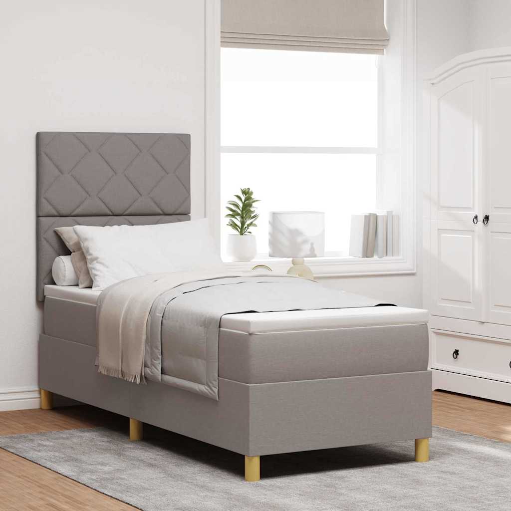 LED Box Spring Bed med hovedgærde Gråbrun 80 x 200 cm Stof