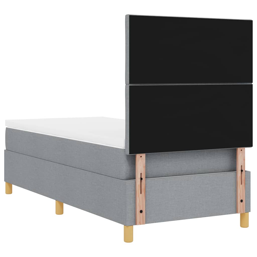 LED Box Spring Bed med hovedgærde Lysegrå 90 x 190 cm Stof