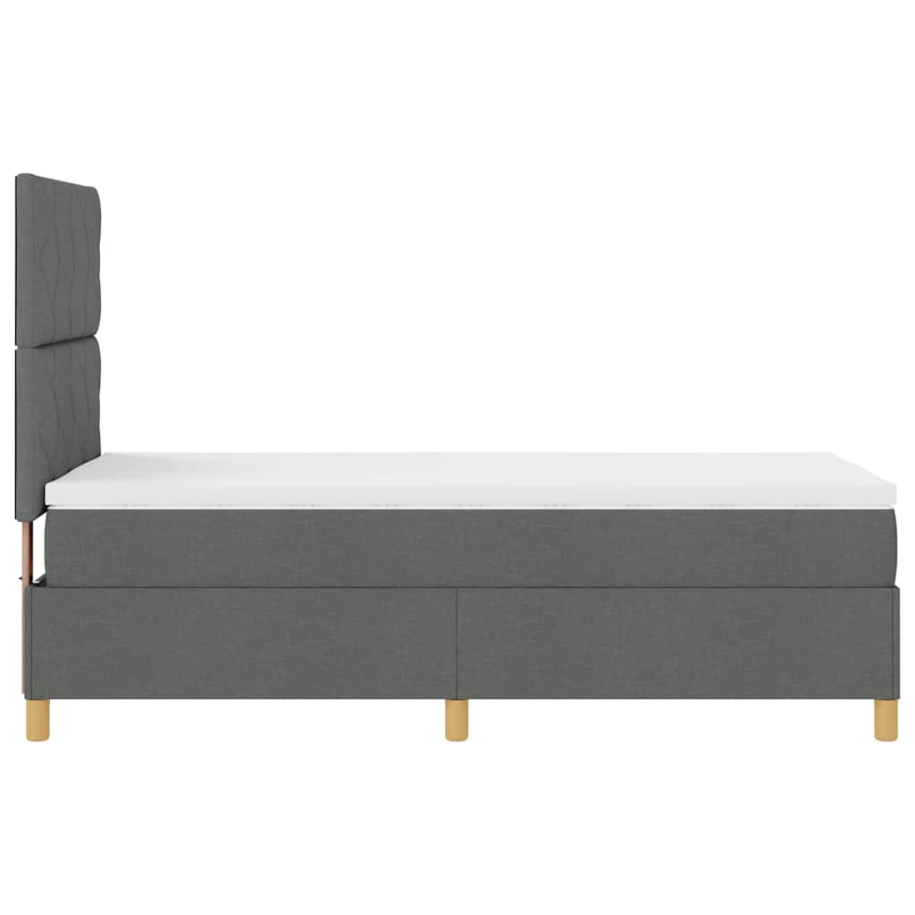 LED Box Spring Bed med hovedgærde Mørkegrå 90 x 190 cm Stof