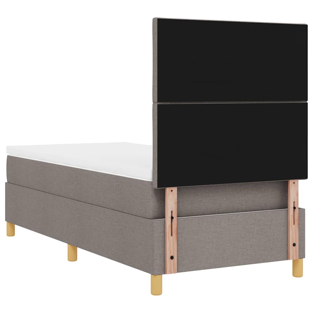 LED Box Spring Bed med hovedgærde Gråbrun 90 x 190 cm Stof