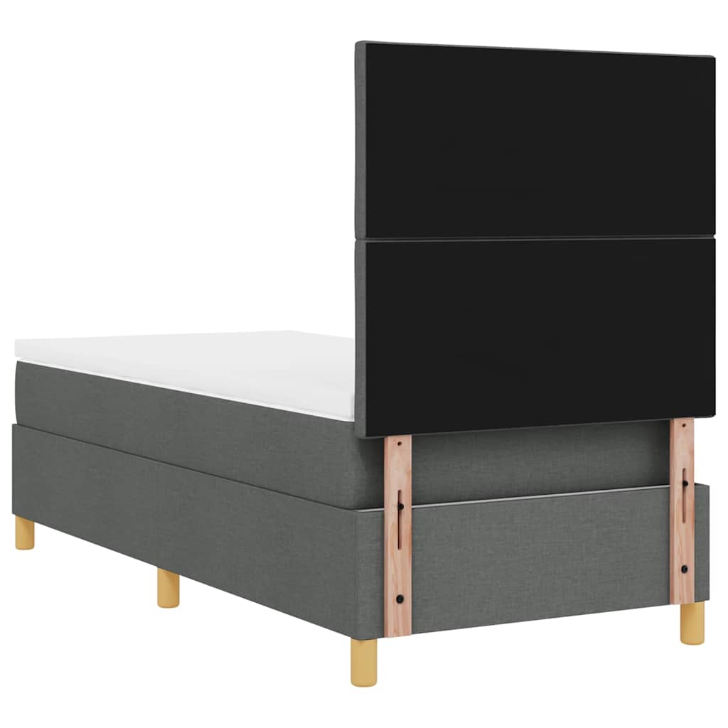 LED Box Spring Bed med hovedgærde Mørkegrå 90 x 200 cm Stof