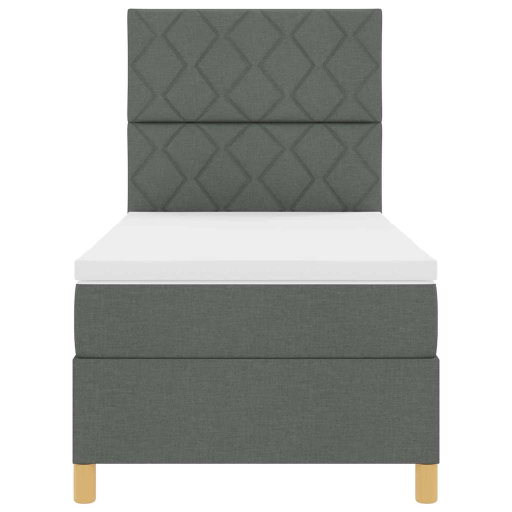 LED Box Spring Bed med hovedgærde Mørkegrå 90 x 200 cm Stof