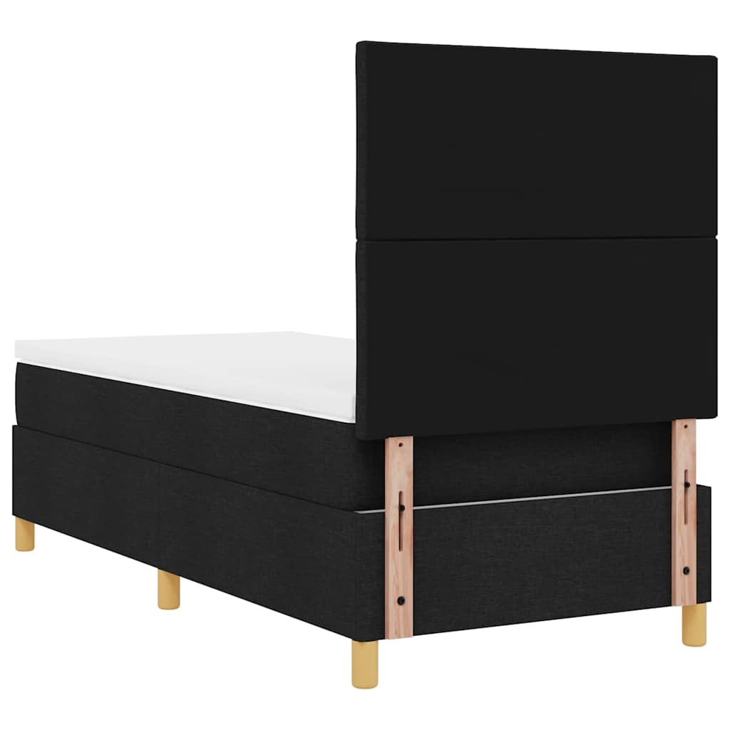 LED Box Spring Bed med hovedgærde Sort 90 x 200 cm Stof