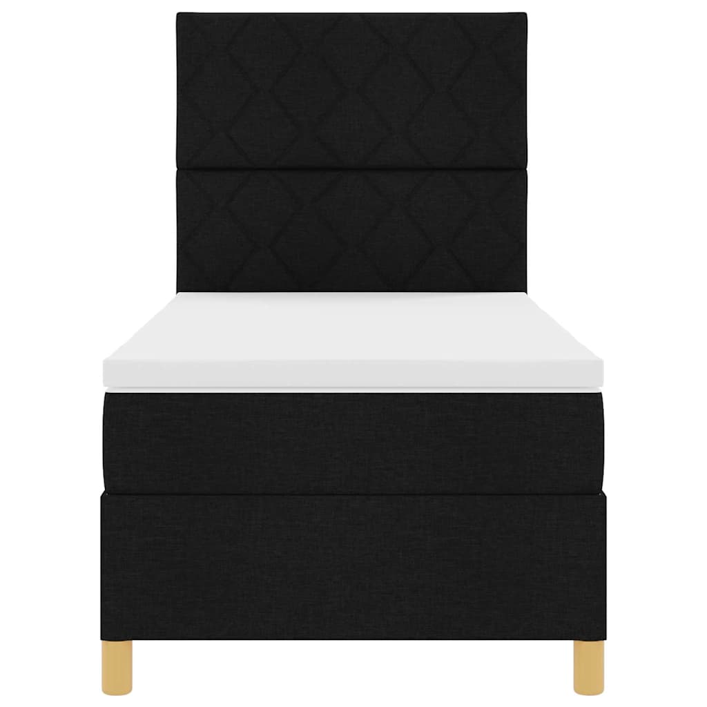 LED Box Spring Bed med hovedgærde Sort 90 x 200 cm Stof