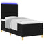LED Box Spring Bed med hovedgærde Sort 90 x 200 cm Stof