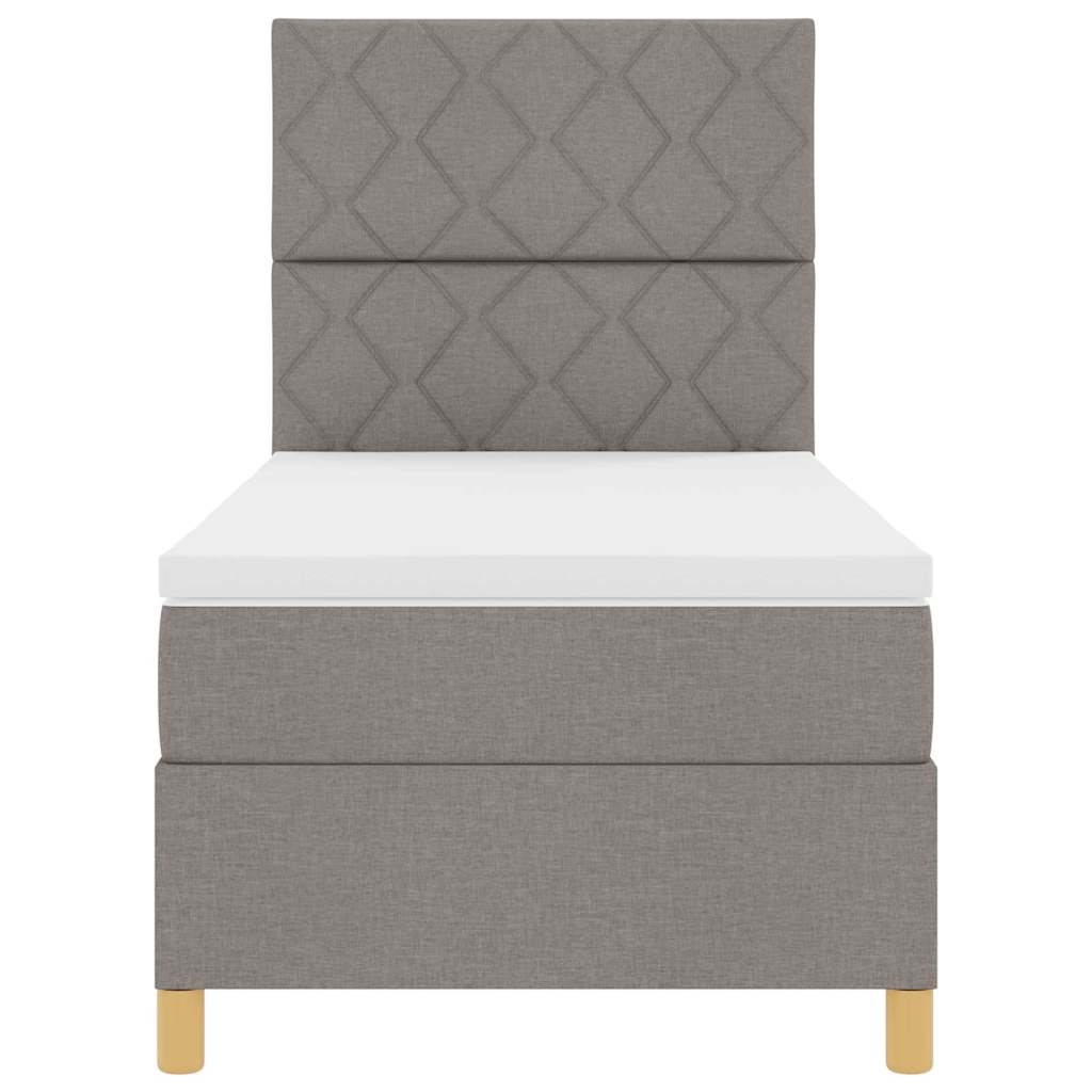 LED Box Spring Bed med hovedgærde Gråbrun 90 x 200 cm Stof