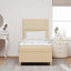 LED Box Spring Bed med hovedgærde Creme 90 x 200 cm Stof