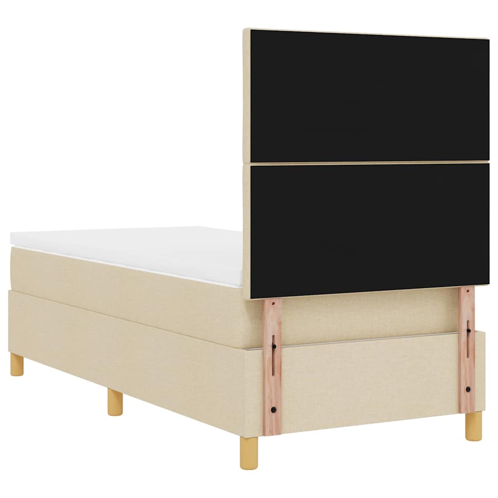LED Box Spring Bed med hovedgærde Creme 90 x 200 cm Stof