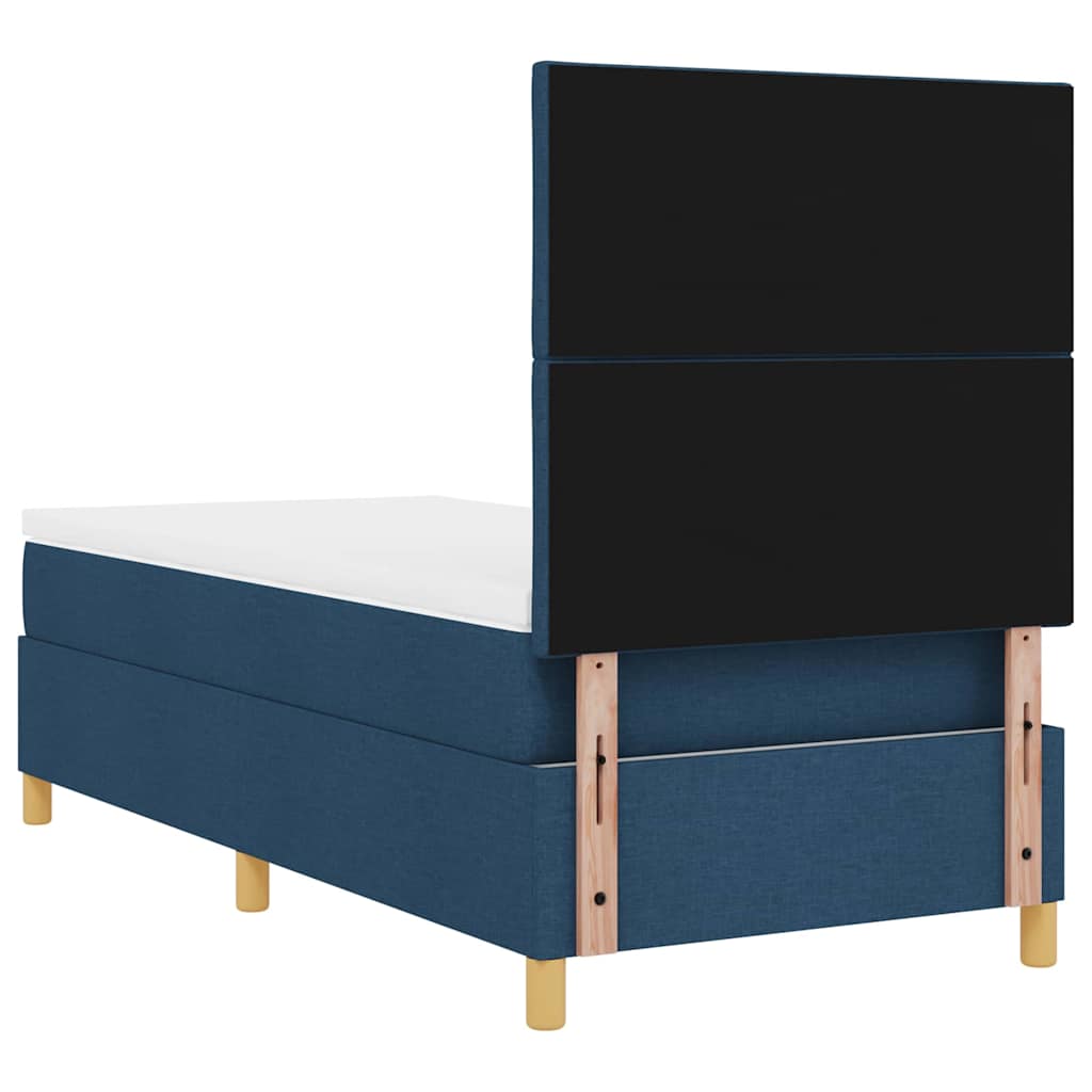 LED Box Spring Bed med hovedgærde Blå 90 x 200 cm Stof