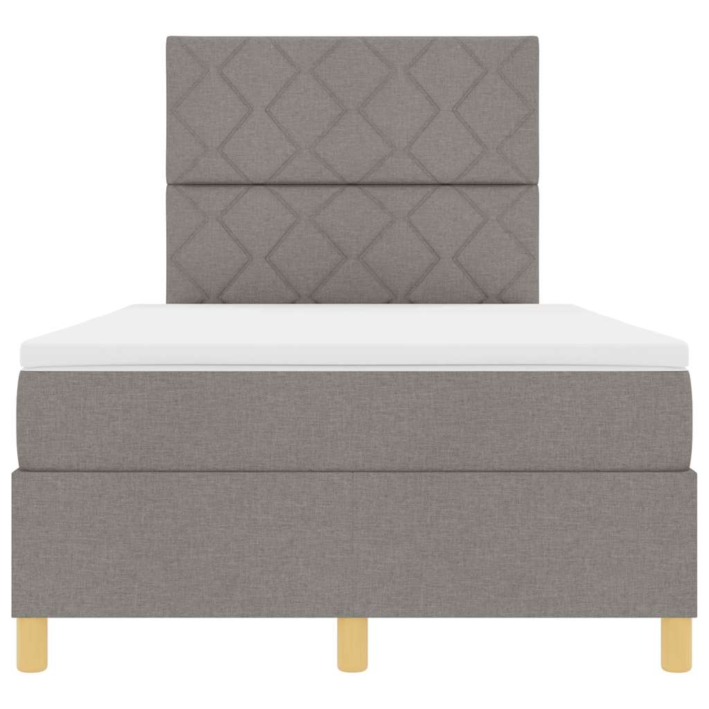 LED Box Spring Bed med hovedgærde Gråbrun 120 x 190 cm Stof