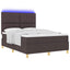LED Box Spring Bed med madras Mørk Brun 140 x 190 cm Stof
