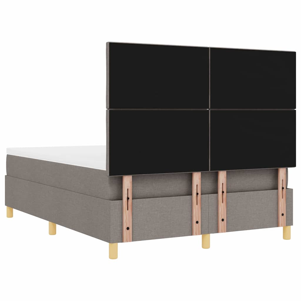 LED Box Spring Bed med hovedgærde Gråbrun 140 x 190 cm Stof