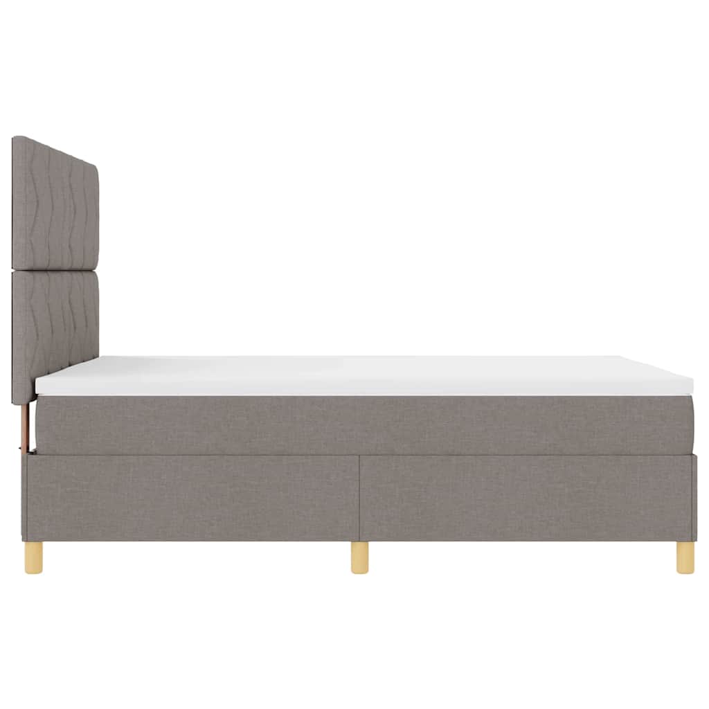 LED Box Spring Bed med hovedgærde Gråbrun 140 x 190 cm Stof