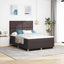 LED Box Spring Bed med hovedgærde Mørk Brun 140 x 200 cm Stof