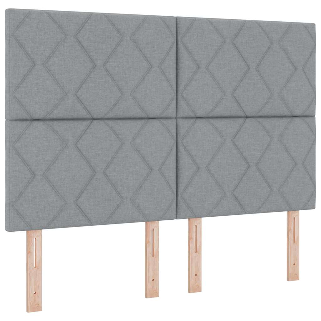 LED Box Spring Bed med hovedgærde Lysegrå 160 x 200 cm Stof