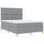 LED Box Spring Bed med hovedgærde Lysegrå 160 x 200 cm Stof