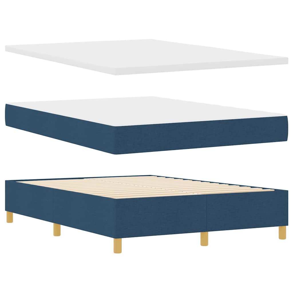 LED Box Spring Bed med hovedgærde Blå 160 x 200 cm Stof