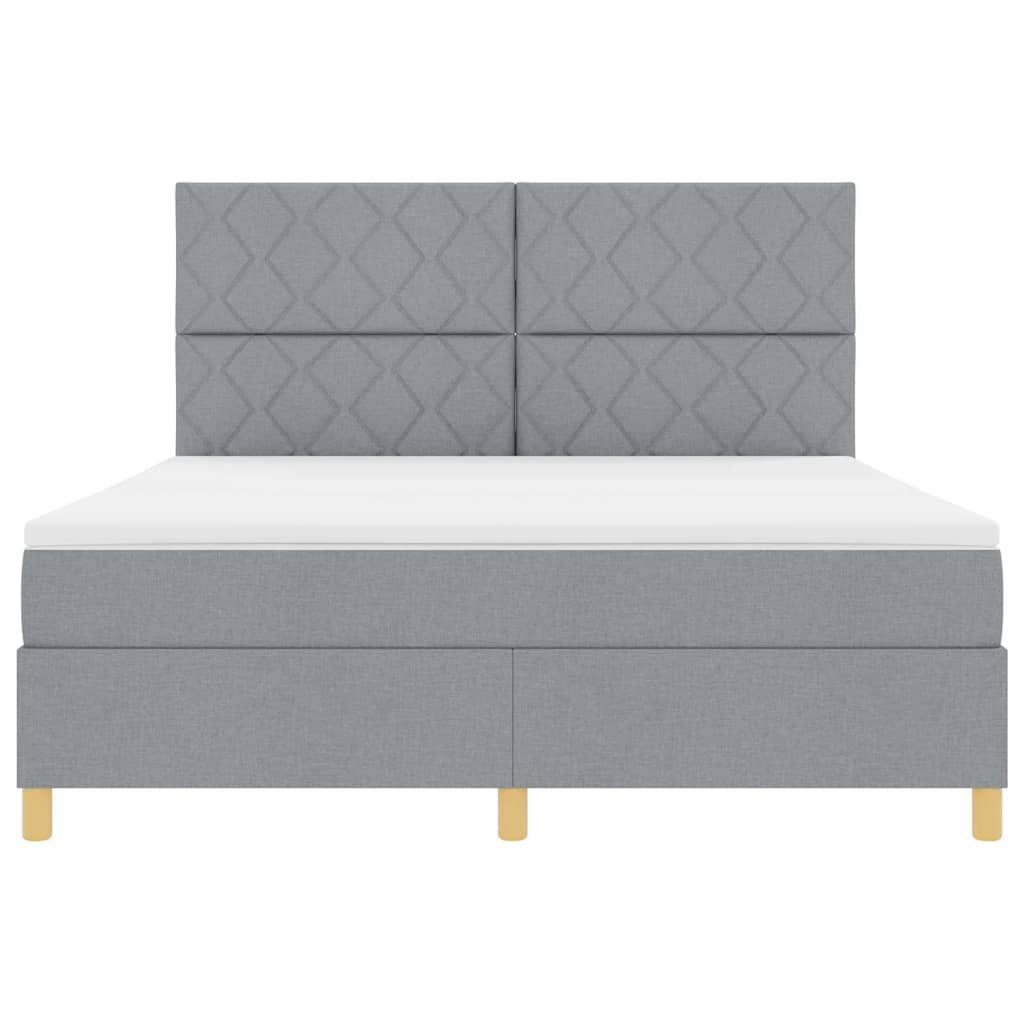 LED Box Spring Bed med hovedgærde Lysegrå 180 x 200 cm Stof