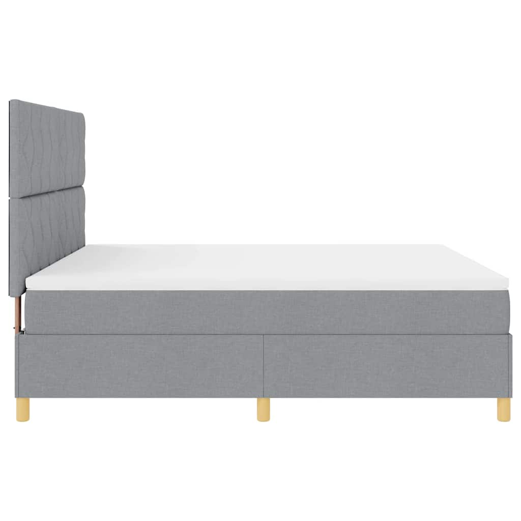 LED Box Spring Bed med hovedgærde Lysegrå 180 x 200 cm Stof