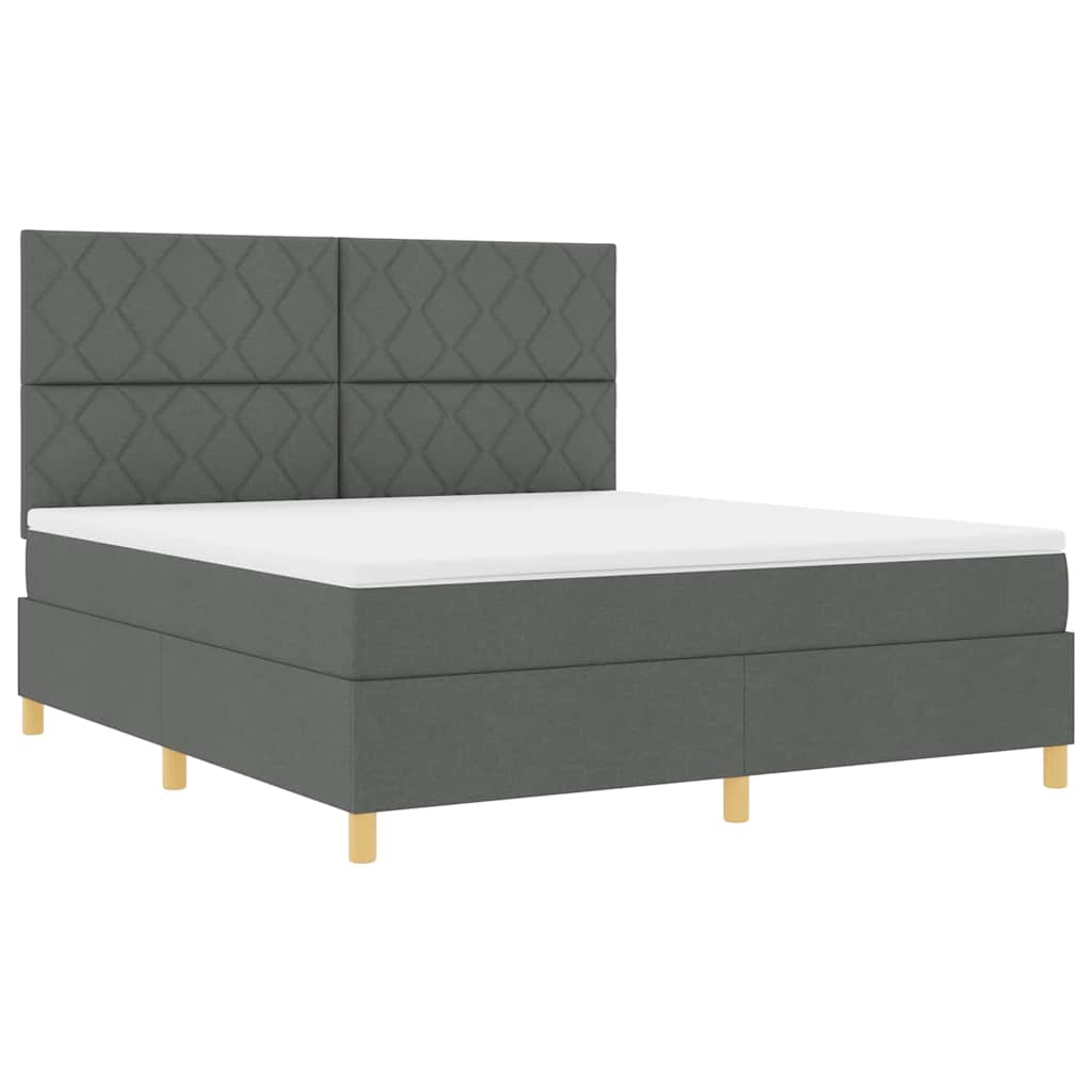 LED Box Spring Bed med hovedgærde Mørkegrå 180 x 200 cm Stof