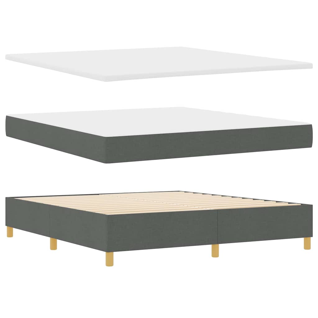 LED Box Spring Bed med hovedgærde Mørkegrå 180 x 200 cm Stof
