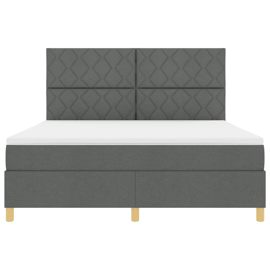 LED Box Spring Bed med hovedgærde Mørkegrå 180 x 200 cm Stof