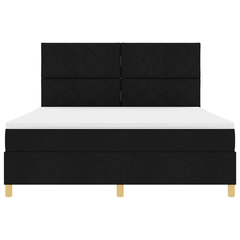 LED Box Spring Bed med hovedgærde Sort 180 x 200 cm Stof