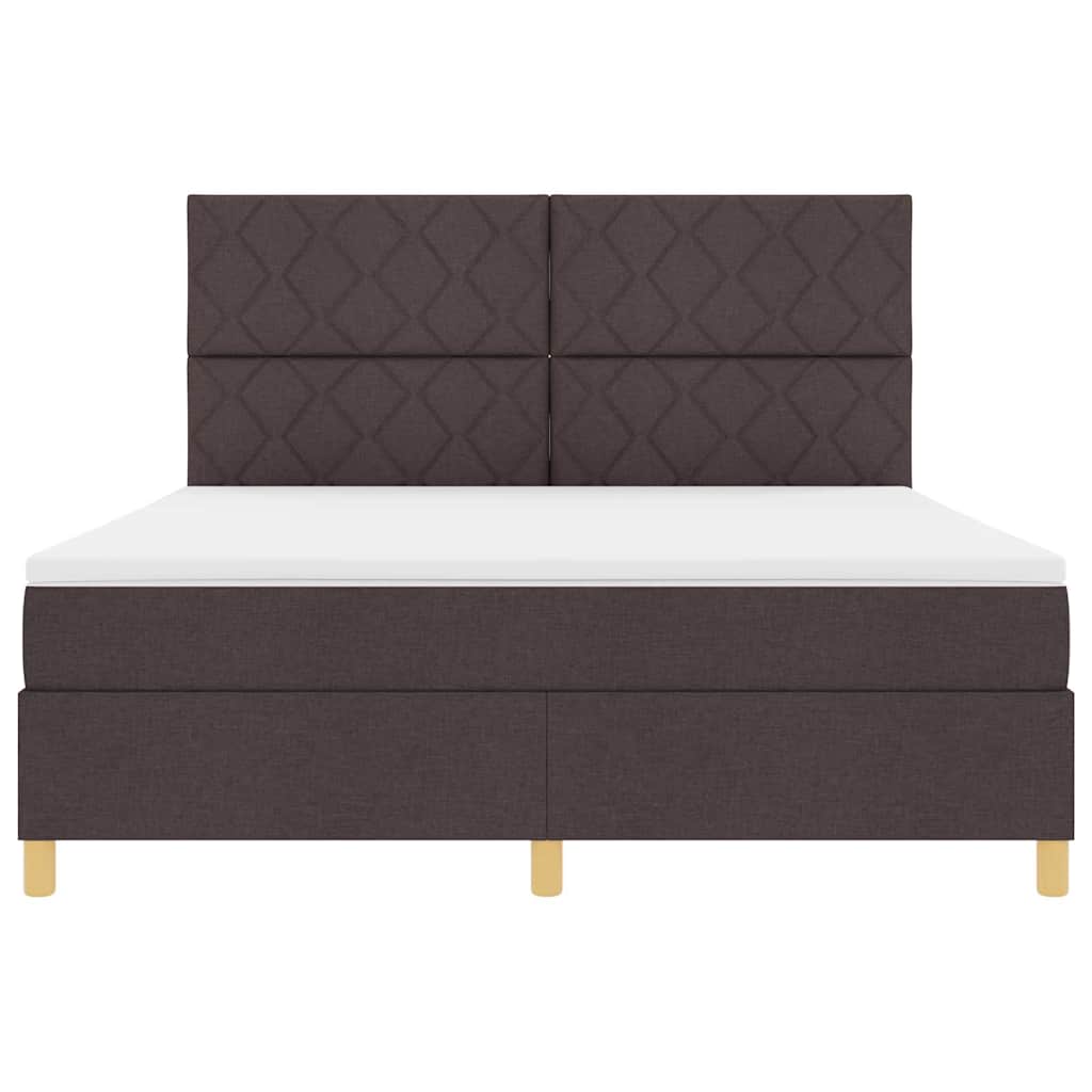 LED Box Spring Bed med hovedgærde Mørk Brun 180 x 200 cm Stof