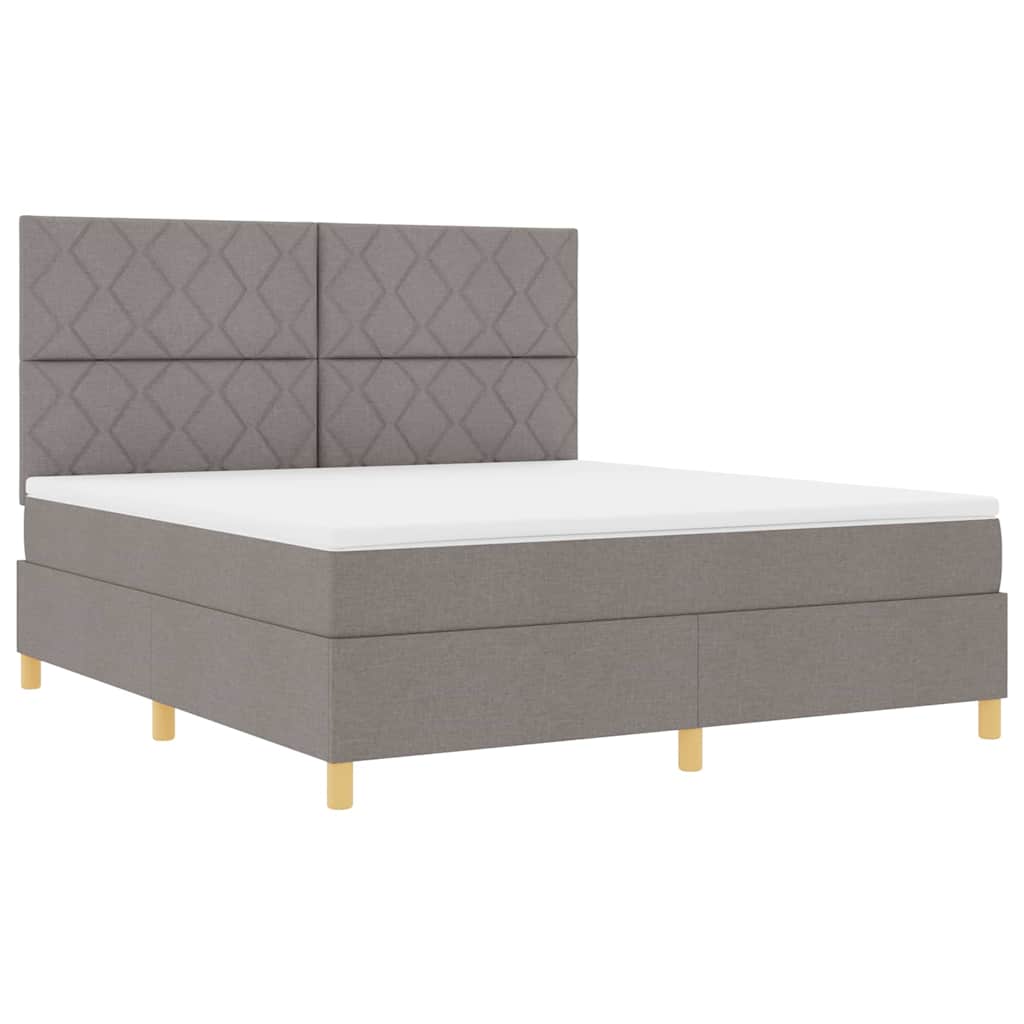 LED Box Spring Bed med hovedgærde Gråbrun 180 x 200 cm Stof
