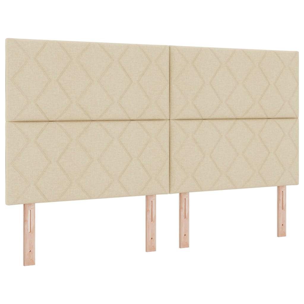 LED Box Spring Bed med hovedgærde Creme 180 x 200 cm Stof