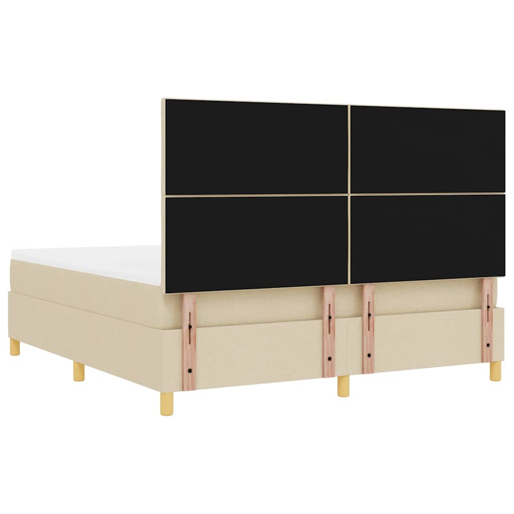 LED Box Spring Bed med hovedgærde Creme 180 x 200 cm Stof