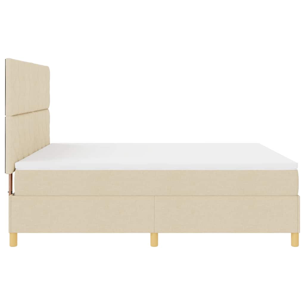LED Box Spring Bed med hovedgærde Creme 180 x 200 cm Stof