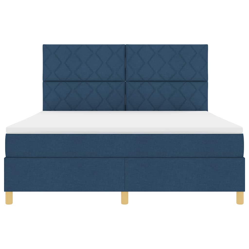 LED Box Spring Bed med hovedgærde Blå 180 x 200 cm Stof