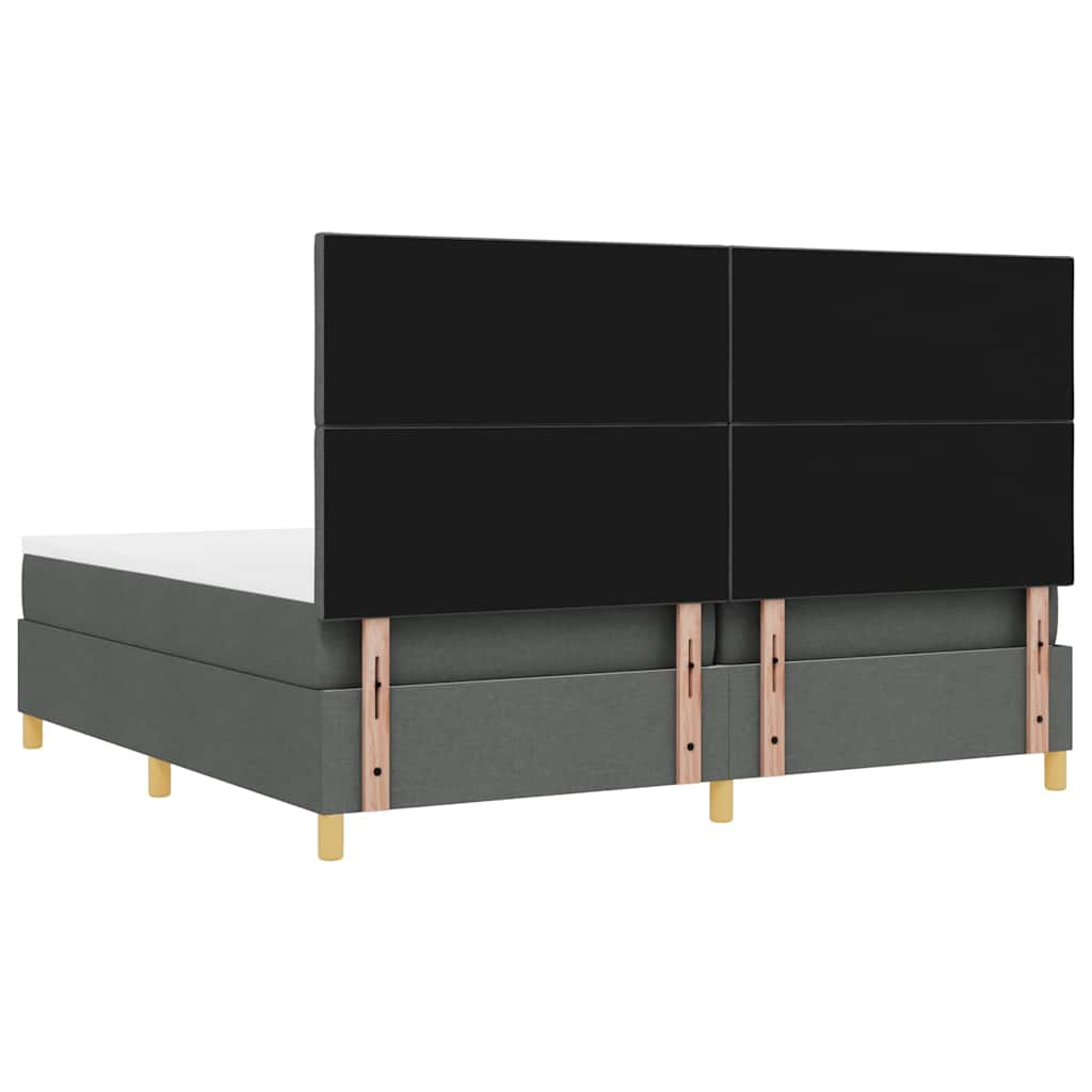 LED Box Spring Bed med hovedgærde Mørkegrå 200 x 200 cm Stof