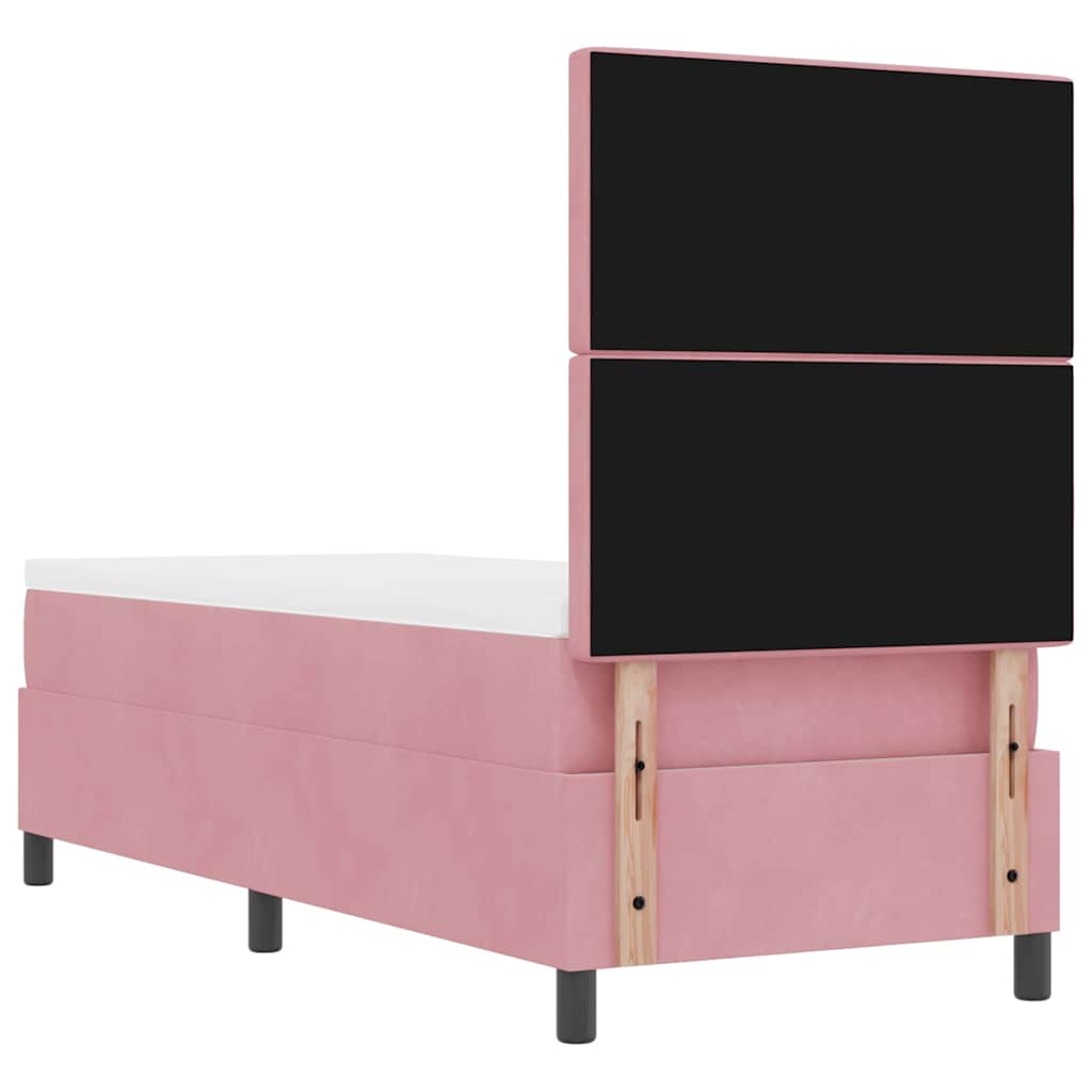 LED Box Spring Bed med madras Lyserød 80 x 200 cm Fløjl