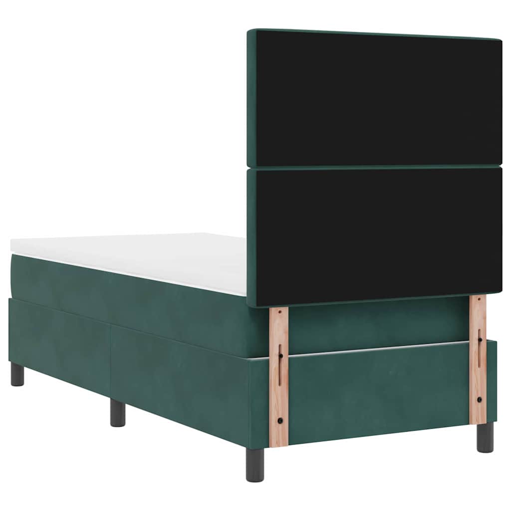 LED Box Spring Bed med madras Mørkegrøn 90 x 190 cm Fløjl
