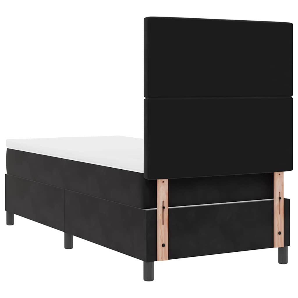 LED Box Spring Bed med madras Sort 100 x 200 cm Fløjl