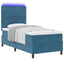 LED Box Spring Bed med madras Mørk blå 100 x 200 cm Fløjl