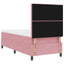 LED Box Spring Bed med madras Lyserød 100 x 200 cm Fløjl