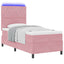LED Box Spring Bed med madras Lyserød 100 x 200 cm Fløjl