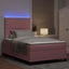 LED Box Spring Bed med madras Lyserød 120 x 190 cm Fløjl