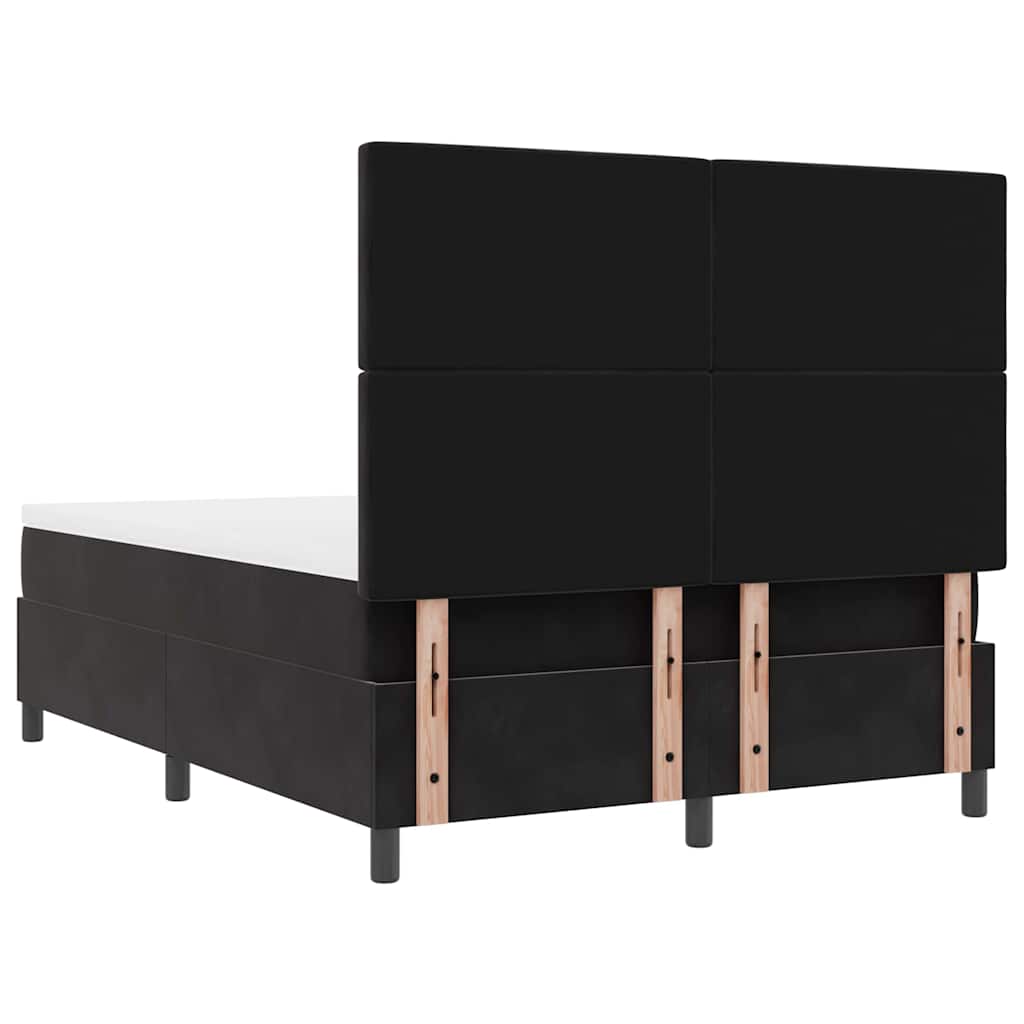 LED Box Spring Bed med madras Sort 140 x 190 cm Fløjl