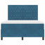LED Box Spring Bed med madras Mørk blå 160 x 200 cm Fløjl