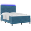LED Box Spring Bed med madras Mørk blå 160 x 200 cm Fløjl